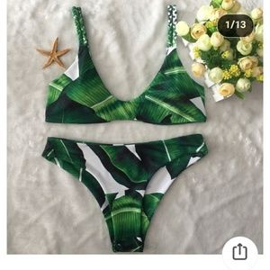Tropical green & white Bikini